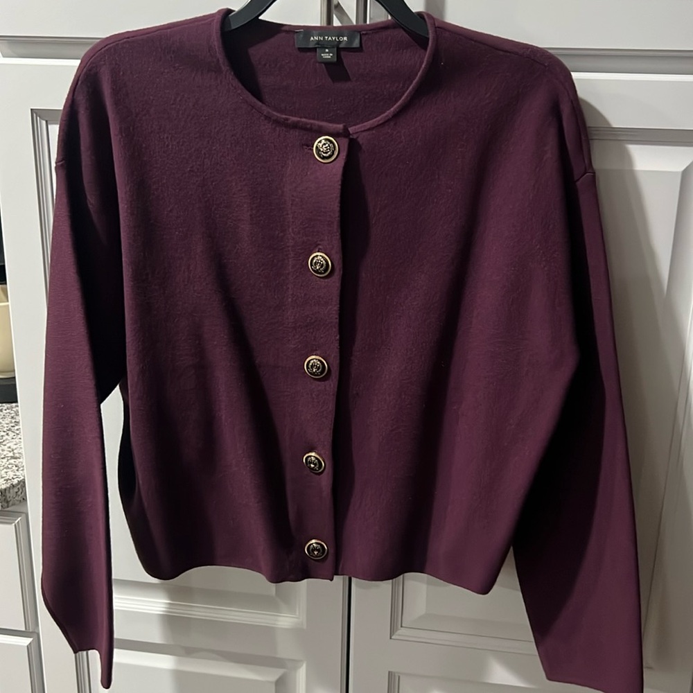 Ann Taylor plum cardigan size medium